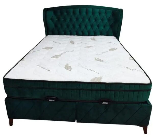 Set Pat tapitat Marisa cu saltea inclusa Hiperia 160*200,verde