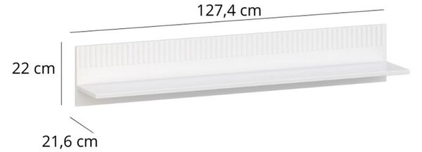 Polita sufragerie VELUTTO, alb, PAL, 127x22x22 cm