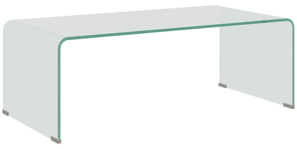 HOMCOM Măsuța de Cafea Monobloc Modernă pentru Living cu Picioare Antiderapante, Măsuță de Cafea din Sticlă Securizată, 100x50x35 cm, Transparentă
