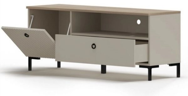 Comoda TV mica DOMINICA, grej/stejar, PAL laminat, 135x41x55 cm