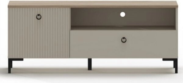 Comoda TV mica DOMINICA, grej/stejar, PAL laminat, 135x41x55 cm