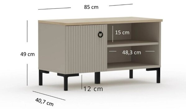 Pantofar de hol DOMINICA, grej/stejar, PAL laminat, 85x41x49 cm