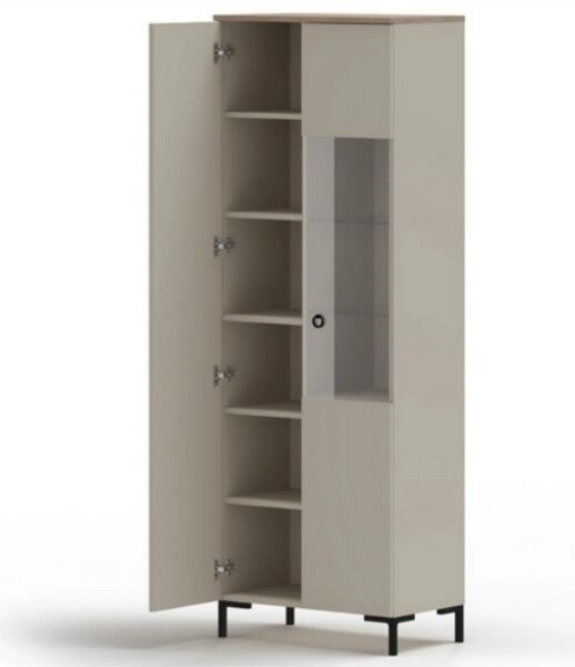 Vitrina pentru living DOMINICA, grej/stejar, PAL laminat, 70x41x199 cm