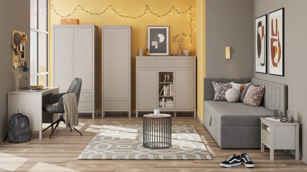 Birou cu picioare KLEO, taupe, PAL laminat, 120x56x75 cm