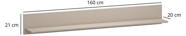 Polita perete living KLEO, taupe, PAL laminat, 160x20x21 cm