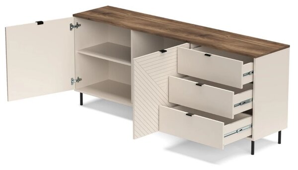 Comoda moderna living EVO, casmir/stejar, PAL laminat, 183x40x75 cm