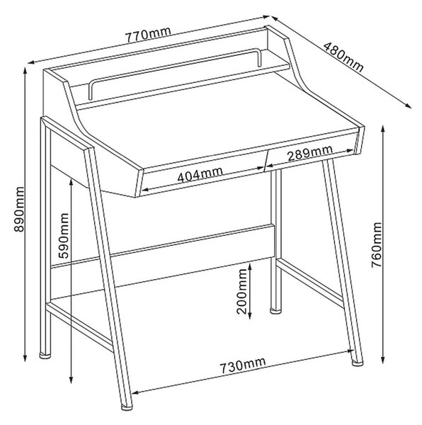 Birou B168, stejar/maro, 77x48x89 cm