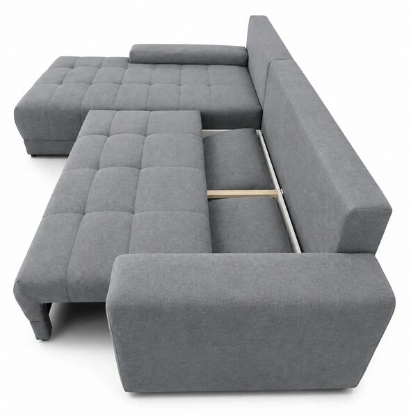 Coltar de living extensibil ADRIA, universal, stofa catifelata gri - M