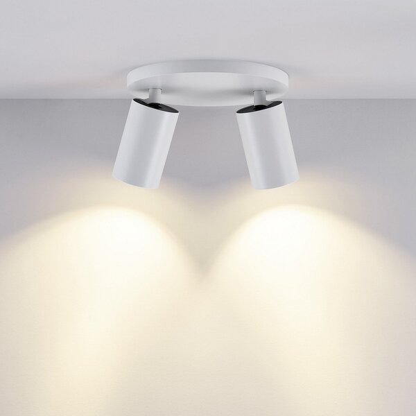 Deko-Light Spot de plafon CAN TILT, alb, Ø 20 cm, 2 becuri, metal, GU10, reglabil, Alb, Camera de zi / sufragerie, Aluminiu, Plafon semicircular cu spațiere