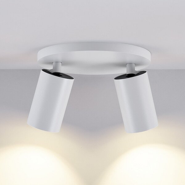 Deko-Light Spot de plafon CAN TILT, alb, Ø 20 cm, 2 becuri, metal, GU10, reglabil, Alb, Camera de zi / sufragerie, Aluminiu, Plafon semicircular cu spațiere