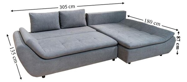 Colțar Extensibil Relax Gri Deschis- Vega 33 Dreapta