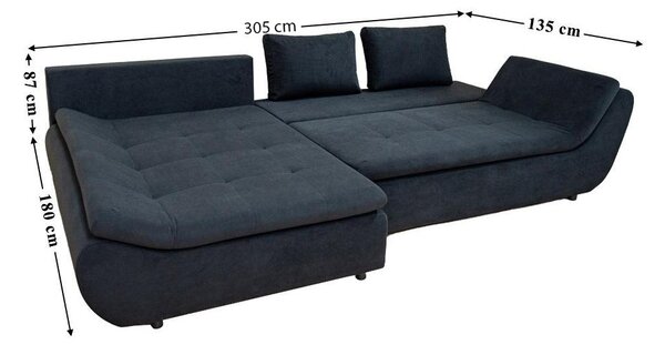 Colțar Extensibil Relax Negru - Vega 70 Stânga