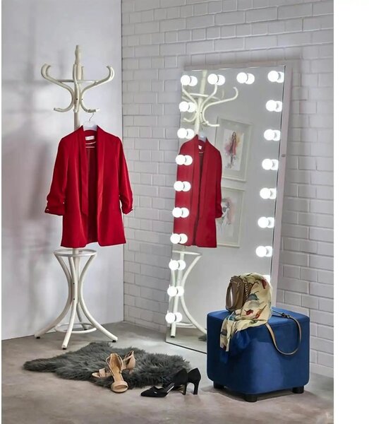 Oglinda PEARL, argintiu, cu iluminare LED, 87x170 cm
