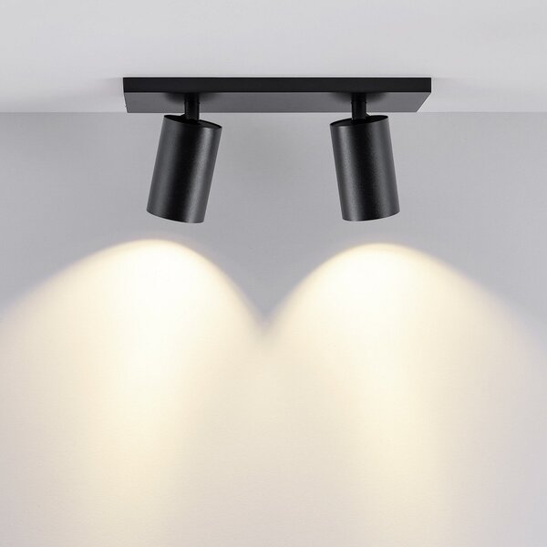 Deko-Light Spot de plafon CAN TILT, negru, 31 x 9 cm, 2 becuri, metal GU10, reglabil, Negru, Camera de zi / sufragerie, Aluminiu, Plafon semicircular cu spațiere