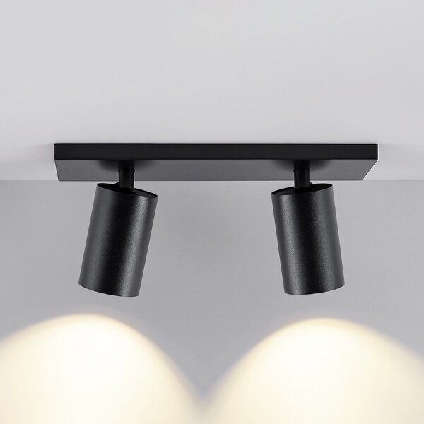 Deko-Light Spot de plafon CAN TILT, negru, 31 x 9 cm, 2 becuri, metal GU10, reglabil, Negru, Camera de zi / sufragerie, Aluminiu, Plafon semicircular cu spațiere