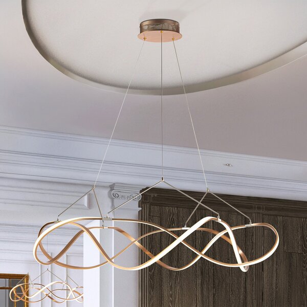 Schuller Valencia Lampă suspendată LED Molly, dimabil, Ø 110 cm, aur roz, reglabil, Auriu / Alamă, Camera de zi / sufragerie, Metal, Modern