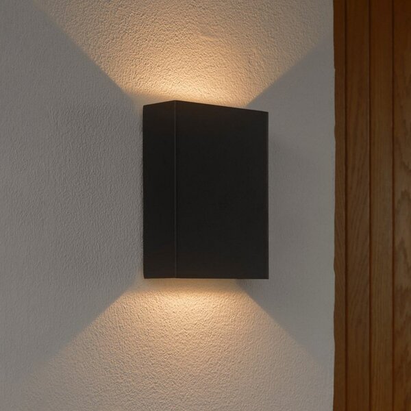 Nordlux Lampă LED pentru exterior Fold Seaside sus/jos, 10 x 15 cm, negru, Negru, Aluminiu, Modern, Perete unghiular