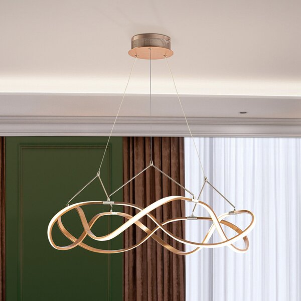 Schuller Valencia Lampă suspendată LED Molly, aur roz, dimabil, Ø 80 cm, reglabil, Auriu / Alamă, Camera de zi / sufragerie, Metal, Modern