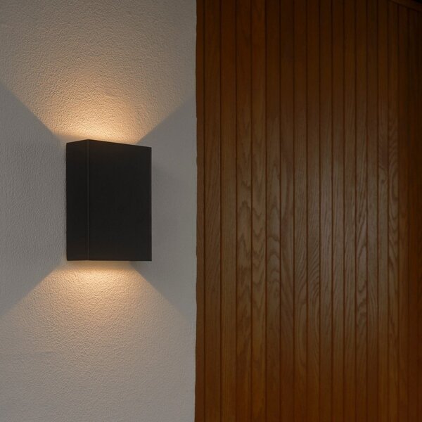 Nordlux Lampă LED pentru exterior Fold Seaside sus/jos, 10 x 15 cm, negru, Negru, Aluminiu, Modern, Perete unghiular