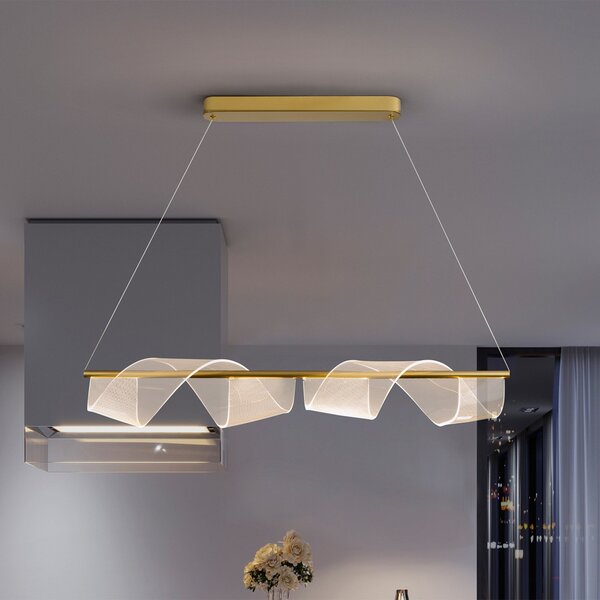 Schuller Valencia Velas Lampă suspendată LED, lungă, aurie, metal, plastic, Auriu / Alamă, Camera de zi / sufragerie, Metal