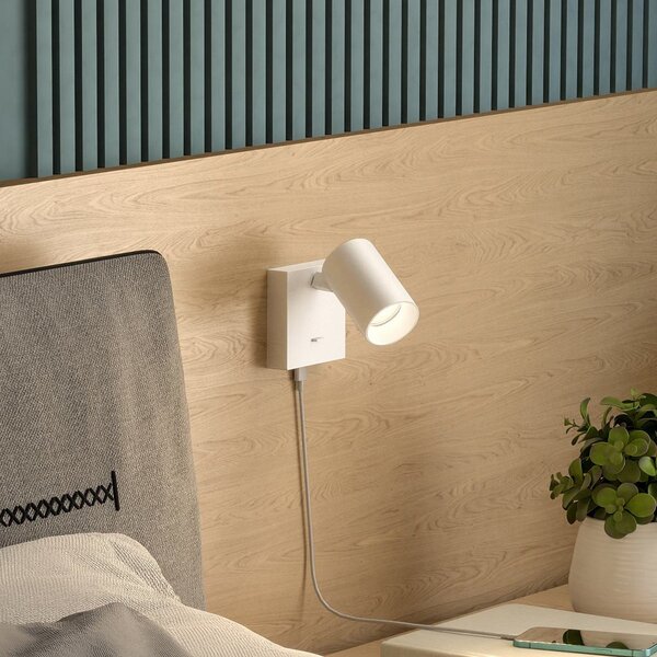 Deko-Light Spot de perete CAN TILT, alb, 10 x cm, metal, întrerupător, USB, Alb, Camera de zi / sufragerie, Aluminiu