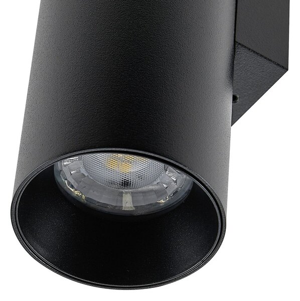 Deko-Light Aplică de perete CAN, negru, 2 becuri, înălțime 22 cm, metal, GU10, reglabil, Negru, Camera de zi / sufragerie, Aluminiu