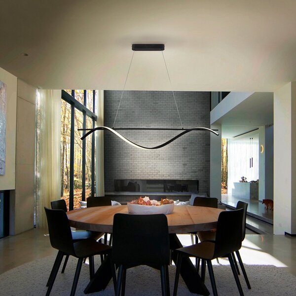 Schuller Valencia Lampă suspendată LED Boa, negru mat, metal, Negru, Camera de zi / sufragerie, Metal, Modern