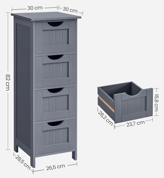 Dulap de baie cu sertare Songmics Gri 30x30x82 cm
