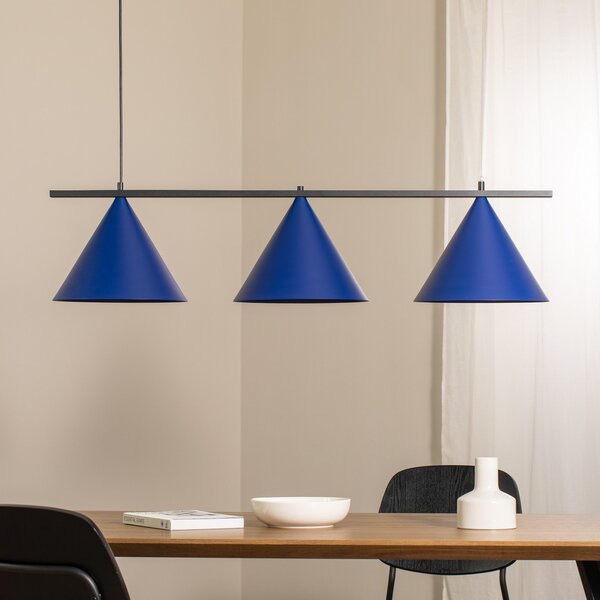 Eko-Light Lampă suspendată Capital, albastru, 3 becuri, Ø 32 cm, GX53, reglabil, Albastru, Camera de zi / sufragerie, Metal, Modern
