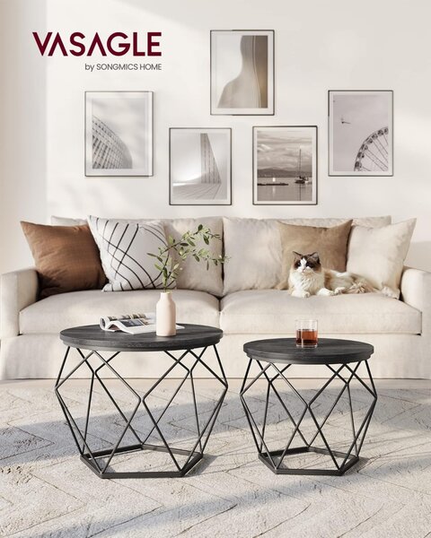 Set 2 masute de cafea Vasagle Gri inchis 60x60x45 cm