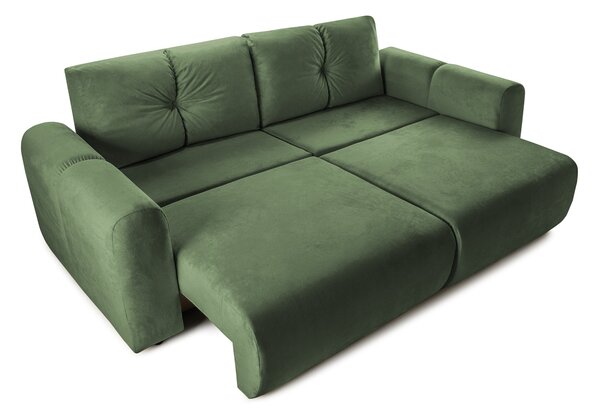 Canapea Extensibilă 3 locuri GEORGIA, cu 2 lăzi depozitare, 248x110x90 cm, Verde-Havana