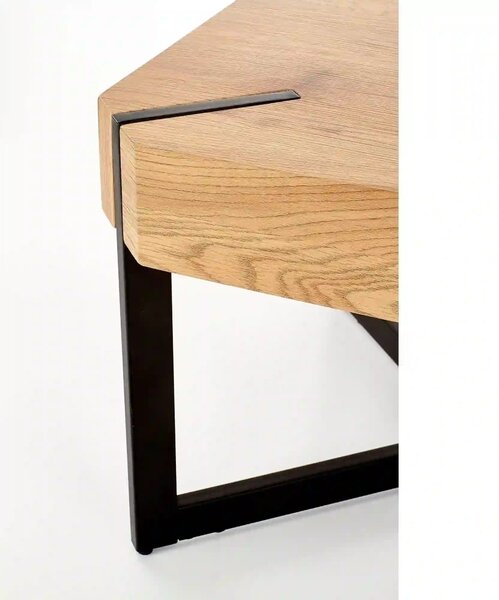 Masuta de cafea dreptughiulara LAVIDA, stejar auriu/negru, 110x60x43 c