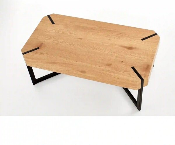 Masuta de cafea dreptughiulara LAVIDA, stejar auriu/negru, 110x60x43 c