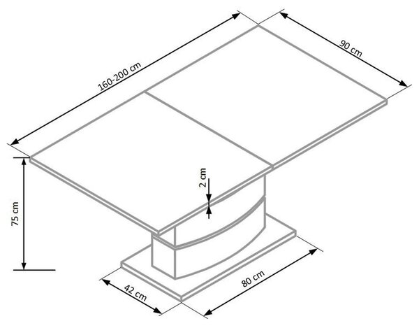 Masa living extensibila NOBEL, alb, 160/200x90x75 cm
