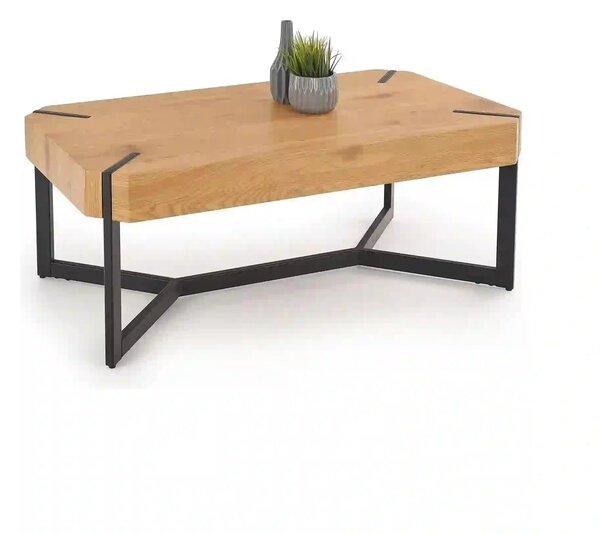 Masuta de cafea dreptughiulara LAVIDA, stejar auriu/negru, 110x60x43 c
