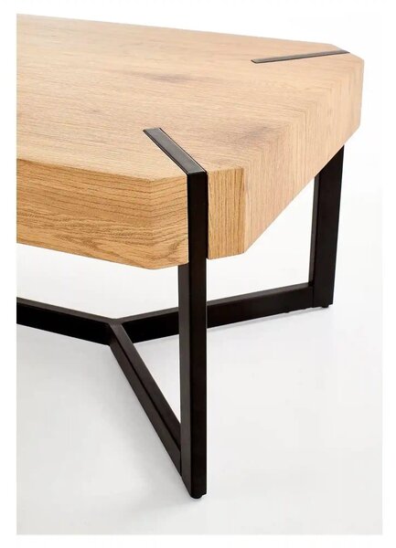 Masuta de cafea dreptughiulara LAVIDA, stejar auriu/negru, 110x60x43 c