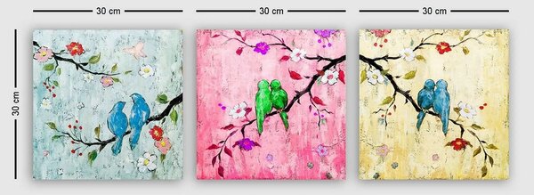 Set 3 tablouri DRPRC9031, multicolor, panza, 30x30 cm
