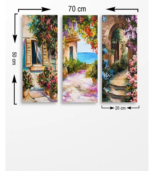 Set 3 tablouri MDF0026, multicolor, 20x50 cm