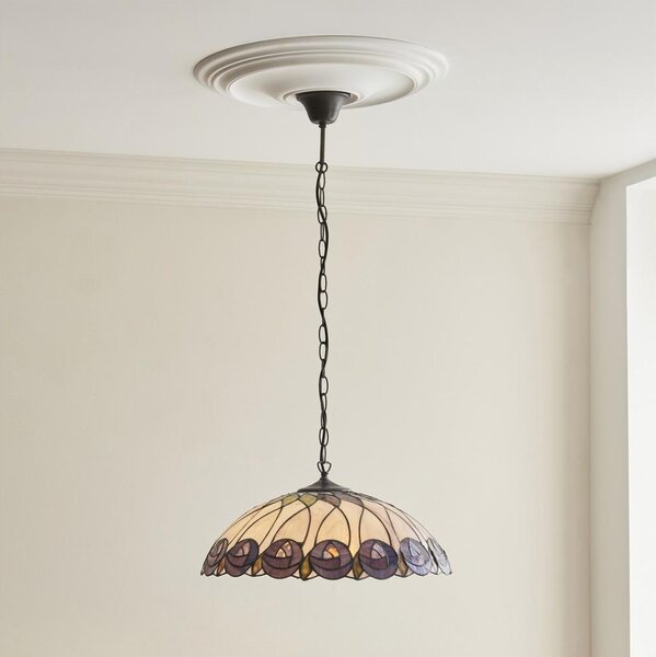 Endon 111985 - Candelabru pe lanț Tiffany HUTCHINSON 3xE27/10W/230V, diam. 50 cm