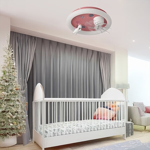 Plafonieră LED dimabilă pentru copii cu ventilator LED/48W/230V 3000/4000/6000K roz