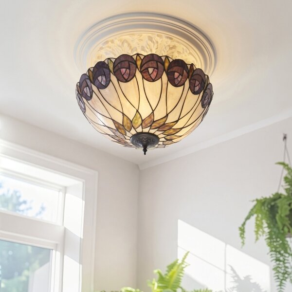 Endon 111906 - Lustră de tavan aplicată Tiffany HUTCHINSON, 3xE27/10W/230V, diam. 50 cm