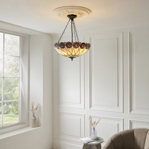 Endon 111872 - Lustru suspendat pe lanț Tiffany HUTCHINSON, 3 x E27 (max. 60 W), 230 V, diam. 50 cm