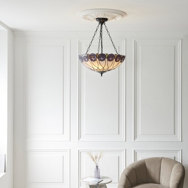 Endon 111872 - Lustru suspendat pe lanț Tiffany HUTCHINSON, 3 x E27 (max. 60 W), 230 V, diam. 50 cm