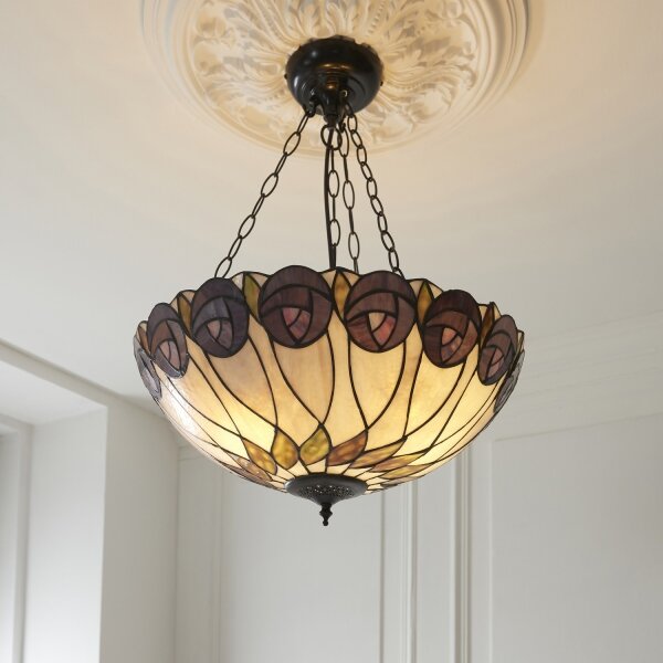 Endon 111872 - Lustru suspendat pe lanț Tiffany HUTCHINSON, 3 x E27 (max. 60 W), 230 V, diam. 50 cm