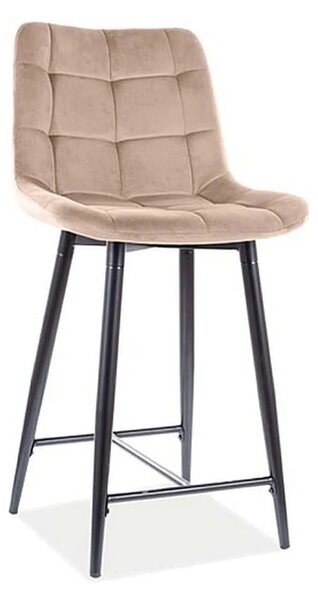 Scaun bar CHIC H-2, bej - Bluvel 28/negru, stofa catifelata/metal, 46x