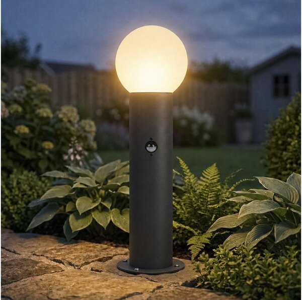 Kanlux 46084-Lampă de exterior cu senzor STONO 1xE27/15W/230V 50 cm IP65 antracit