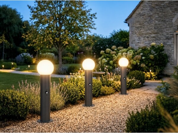 Kanlux 46084-Lampă de exterior cu senzor STONO 1xE27/15W/230V 50 cm IP65 antracit