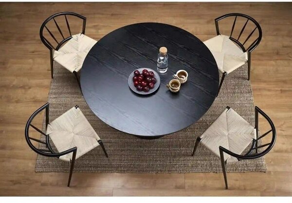 Masa de bucatarie rotunda GINTER, negru, 120x120x77 cm