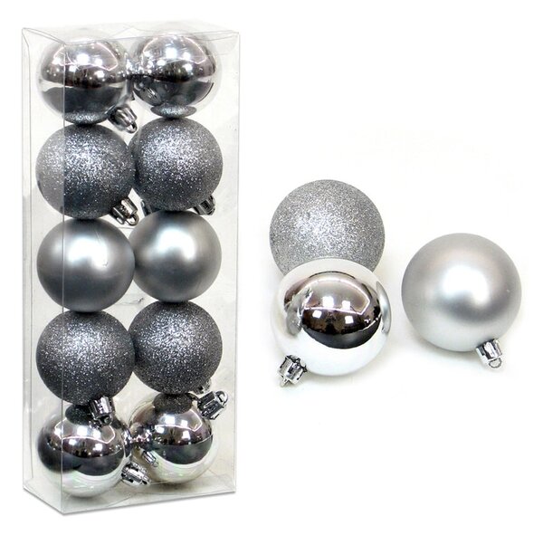 Set 10 globuri argintii de Crăciun Navidad Casa Selección, ø 5 cm