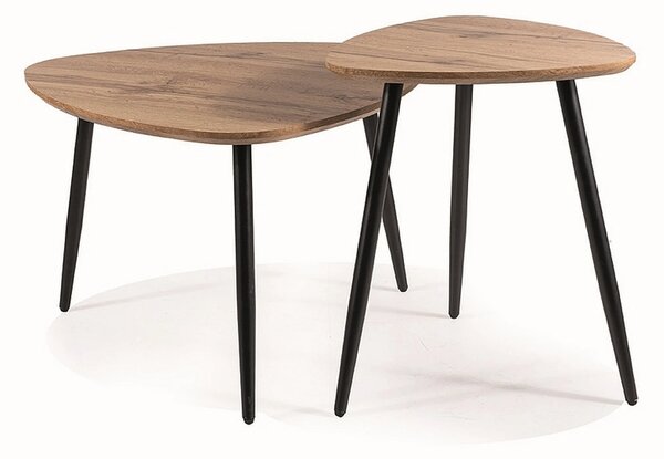 Set 2 masute cafea TWIN, stejar artisan/negru